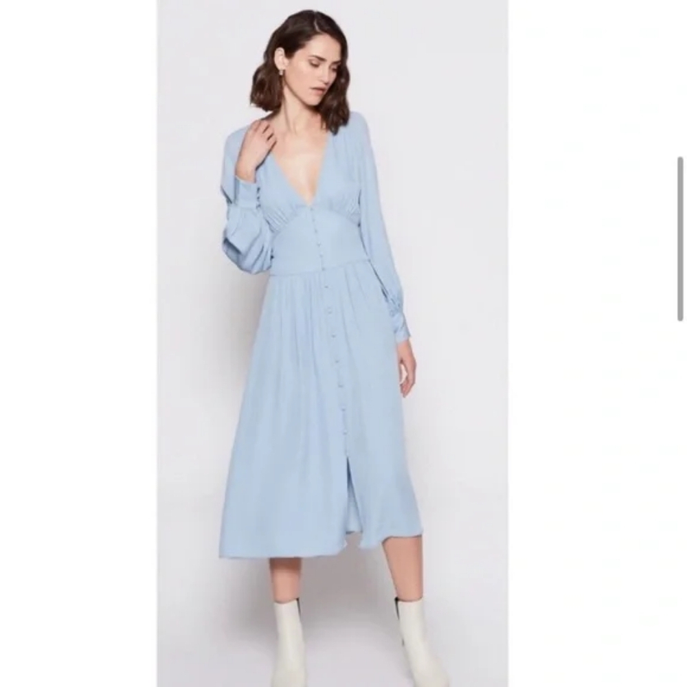 NWT - Joie Kyria Silk Midi Dress - Robins Egg Blue - Size 12